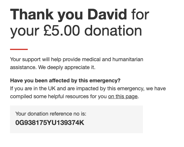 Donation to Gaza crisis appeal