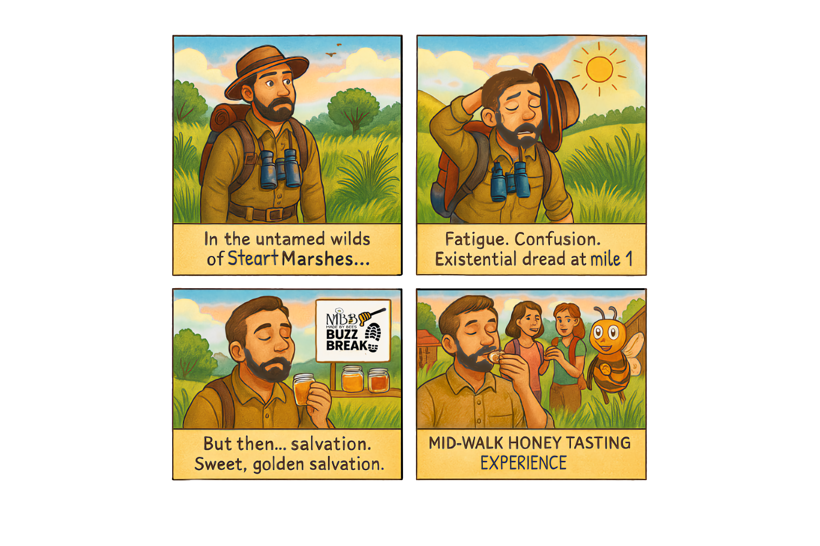Buzz break honey tasting illustration