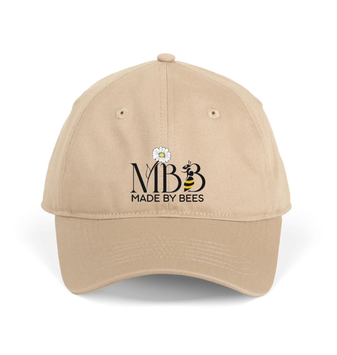 Beige cap with 'Made by Bees' logo on a white background