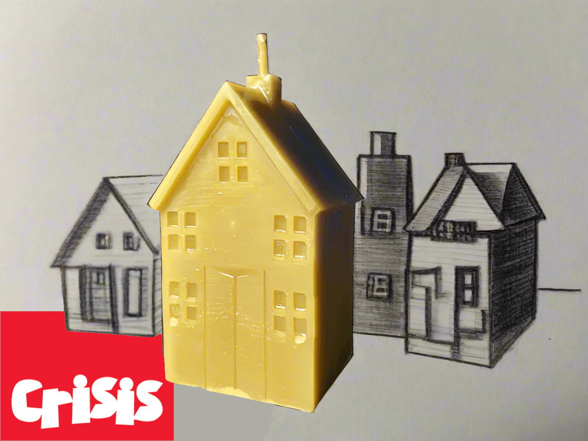 Crisis charity house shaped candle