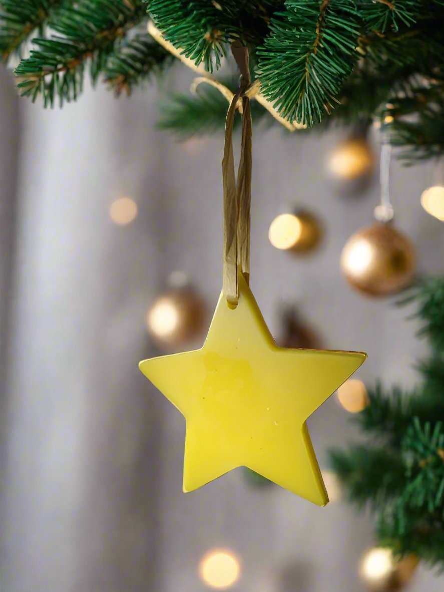 Beeswax star Christmas tree decoration