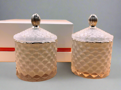 pair of baby geo votive candles with ids